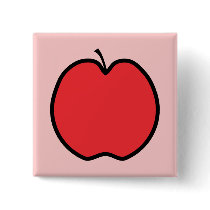 Red Apple with a Black Outline. Button