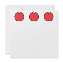 Red Apple with a Black Outline. Personalised Invitations