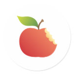 Red apple with bite stickers
