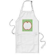 Red Apple. With Green and White Check Background. Apron