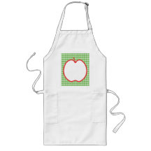 Red Apple. With Green and White Check Background. Apron