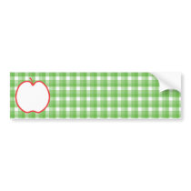Red Apple. With Green and White Check Background. Bumper Stickers