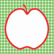 Red Apple. With Green and White Check Background. Acrylic Cut Out