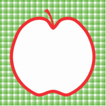 Red Apple. With Green and White Check Background. Acrylic Cut Out
