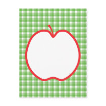 Red Apple. With Green and White Check Background. Postcard