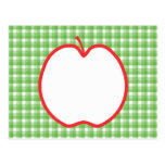 Red Apple. With Green and White Check Background. postcards