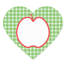 Red Apple. With Green and White Check Background. Sticker