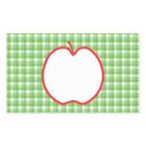 Red Apple. With Green and White Check Background. Rectangle Sticker