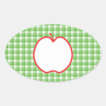 Red Apple. With Green and White Check Background. stickers