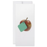 Red apple with green tag rack cards