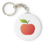 Red apple with leaf keychain or keyring