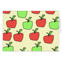 Red Apples and Green Apples, Pattern, on Cream. Greeting Cards