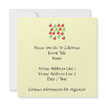 Red Apples and Green Apples, Pattern, on Cream. Personalized Invitations