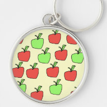 Red Apples and Green Apples, Pattern, on Cream. Keychain