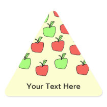 Red Apples and Green Apples, Pattern, on Cream. Triangle Stickers