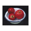 RED APPLES IN OIL PASTEL ART postcards