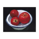 RED APPLES IN OIL PASTEL ART postcards