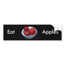 RED APPLES: PASTEL ART: EAT APPLES BUMPER STICKER