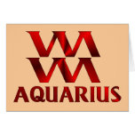 Red Aquarius Horoscope Symbol cards