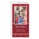 Red argyle single photo photo cards