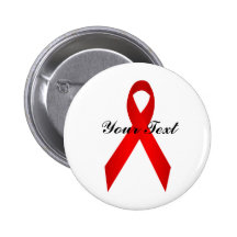 Red Awareness Ribbon Pinback Buttons