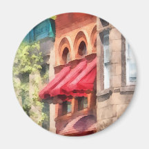 Red Awnings on Brownstone Hoboken NJ Magnet