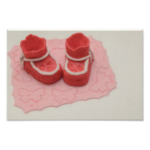 Red baby shoes cake ornament photo
