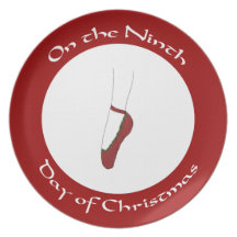 Red Ballet Slipper Ninth Day of Christmas Plate