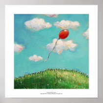 Red balloon beautiful day happy fun original art