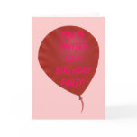 Red Balloon Birthday Party Invitation Cards