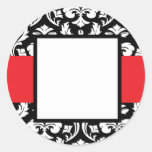 Red Band Damask Round Sticker