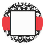 Red Band Damask Round Sticker