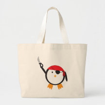 Red Bandanna Pirate Penguin Canvas Bag