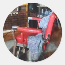 Red Barber Chair Round Sticker