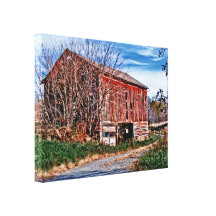 RED BARN. BLUE SKY. - Wrapped Canvas Gallery Wrapped Canvas