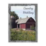 Red Barn Country Wedding Announcement Postcard