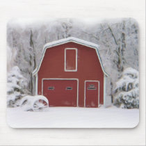 red barn in winter mousepads