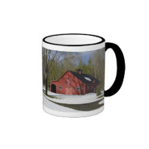 Red Barn In Winter Mug