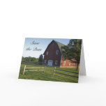 Red Barn with Fence Save the Date Announcement cards
