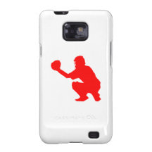 Red Baseball Catcher Silhouette Galaxy SII Covers