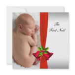Red Bells Baby's First Christmas Photo Card Custom Announcement
