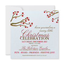 Red Berries Christmas Party Invitation