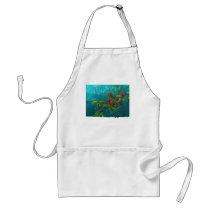 Red Berries in Green Background Apron