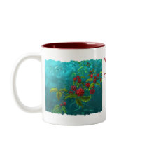 Red Berries in Green Background Coffee Mug