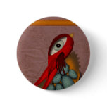 Red bird Blue eggs Button by Rupydetequila Red bird Blue eggs Button