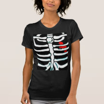 Red bird in ribcage tee shirt