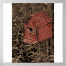 Red Birdhouse Poster/Print
