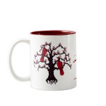 Red birds on tree graphic art cool love mug design