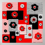 Red, Black and Grey Shapes Print