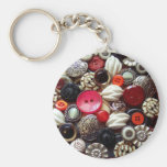 Red Black and Silver Button Collage Keychain